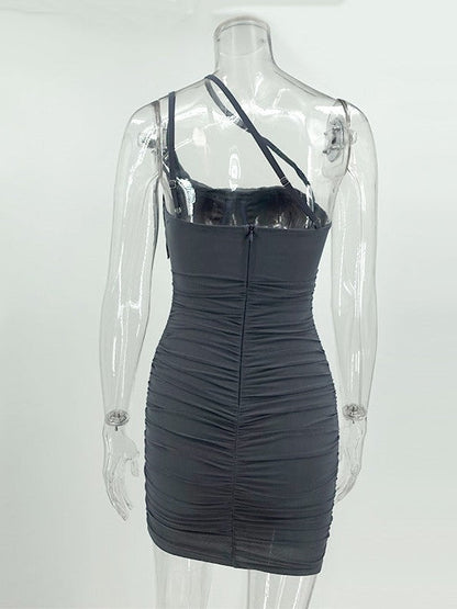 Oblique Shoulder Corset Sheath Dress