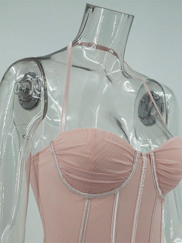 Corset Asymmetric Halter Dress