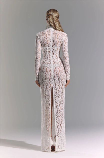 Sexy Lace Cutout Sheath Reception Dress