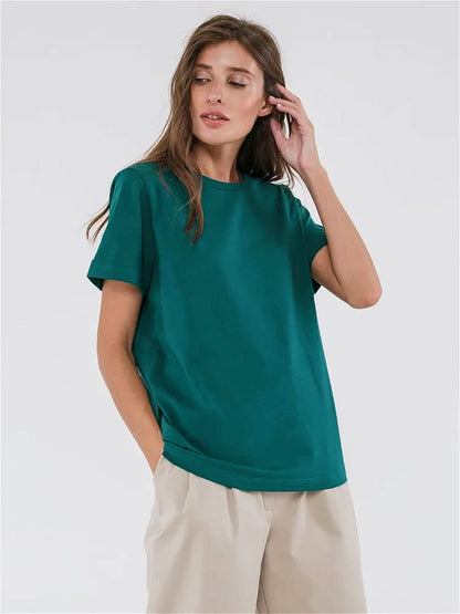 Minimalist Casual Solid Crew Neck T-shirt