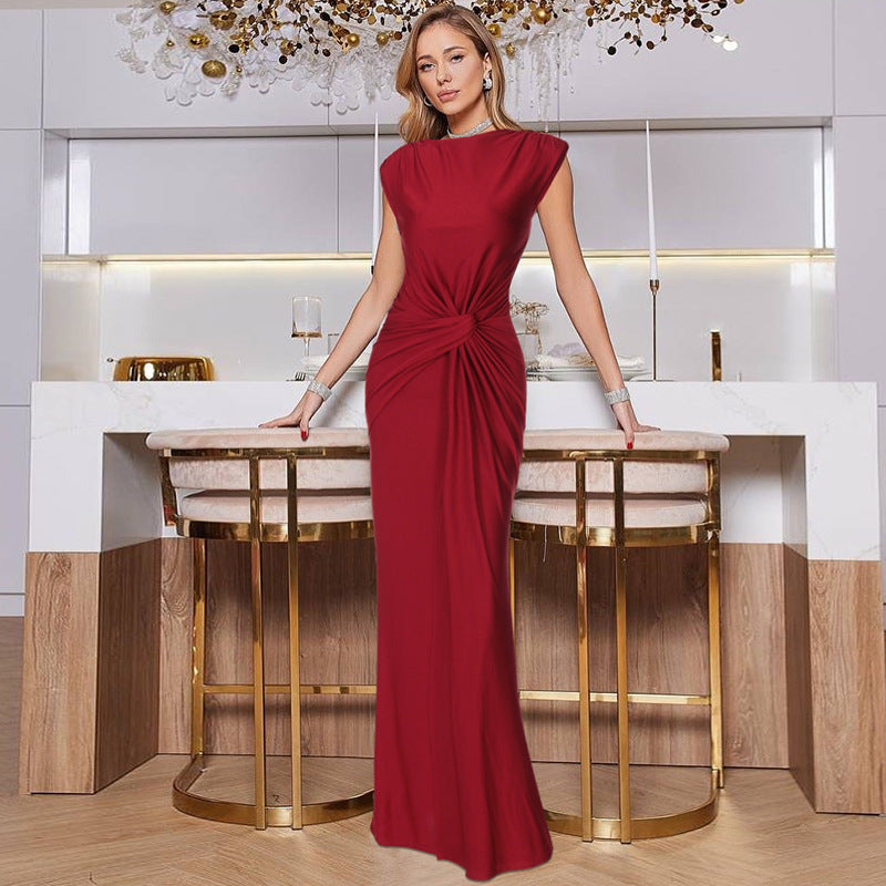 Slim Pleated Solid Color Sleeveless