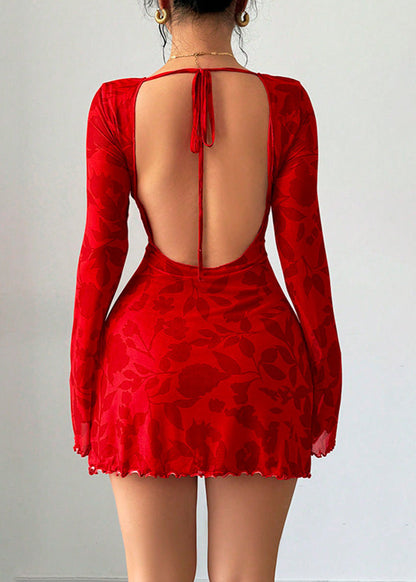 Scarlett - Open Back Flare Sleeve Mini Dress