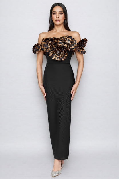 Donsa 3D Floral Bandage Maxi Dress