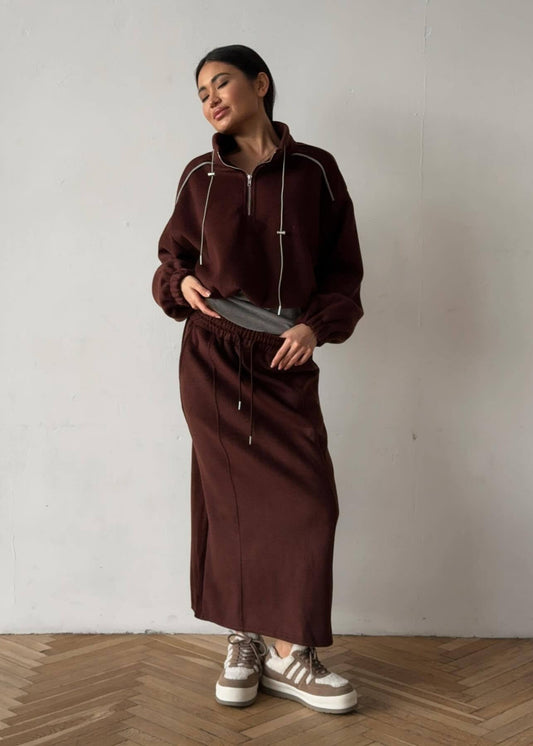 Sporty Half-Zip Two-Piece Set