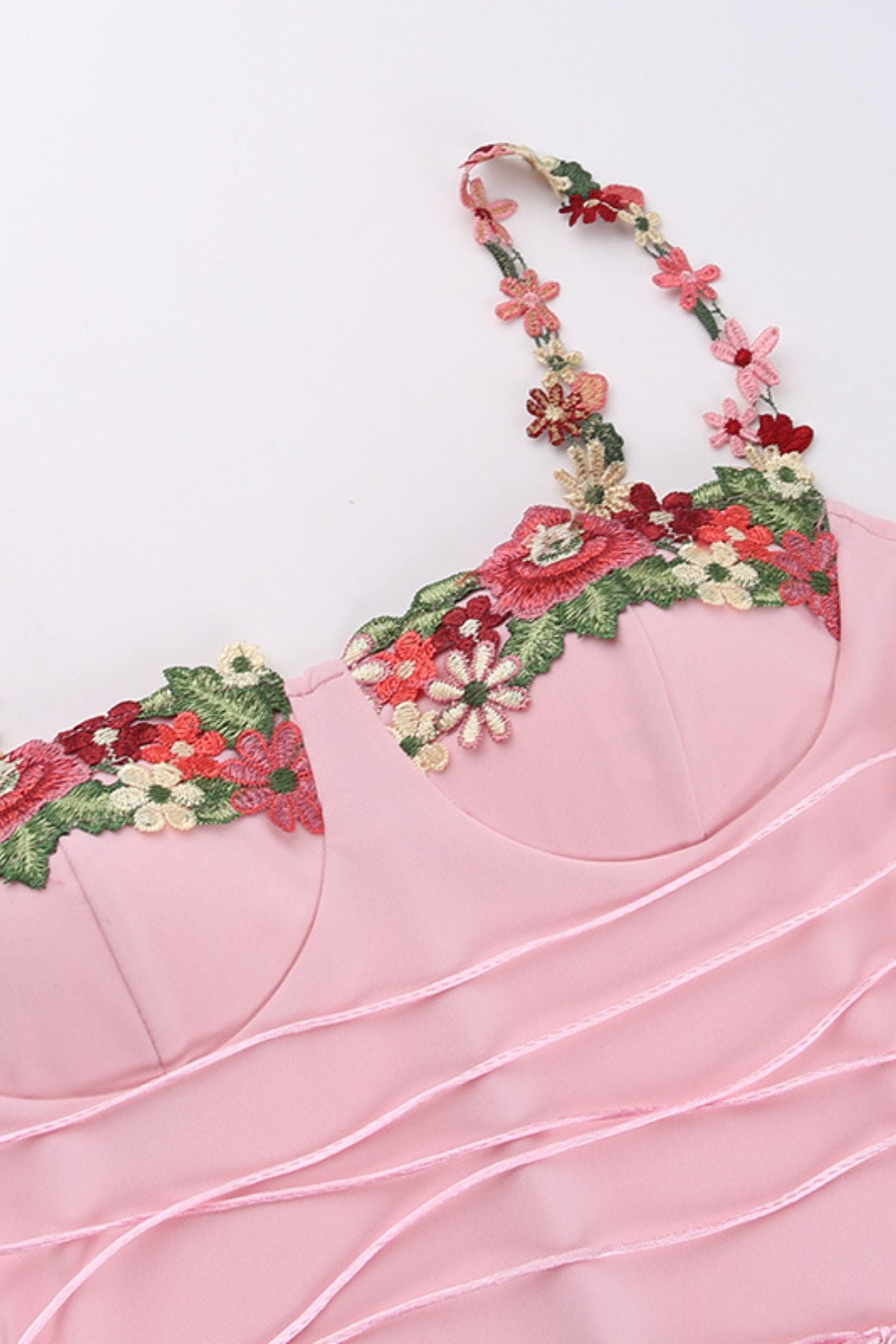 Brenda Embroidered Floral Lace-up Midi Dress