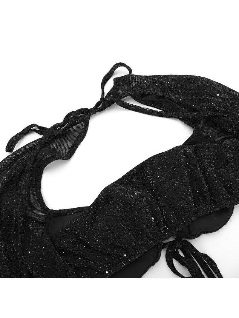 Shimmer Backless Crop Top & Sheath Skirt Coord Set