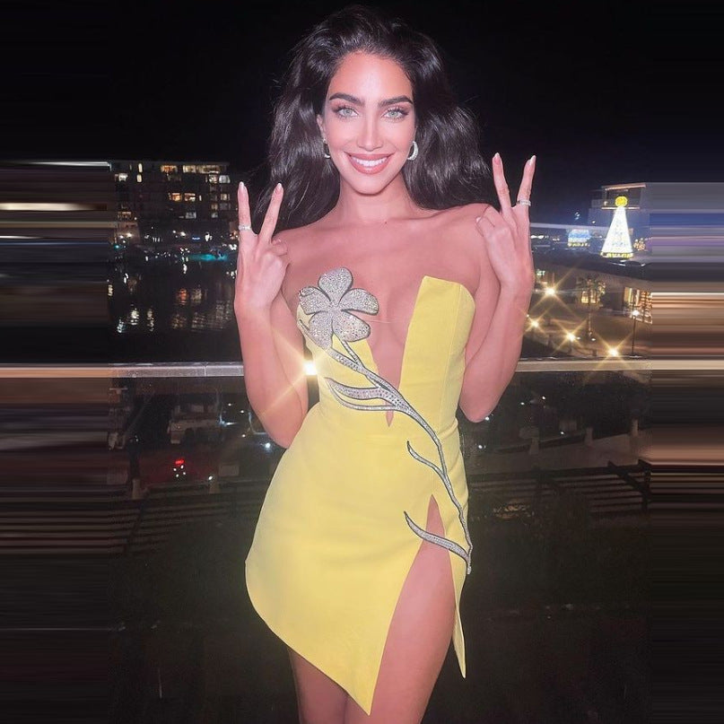 Silk Sequin Butterfly Bandage Prom Dress