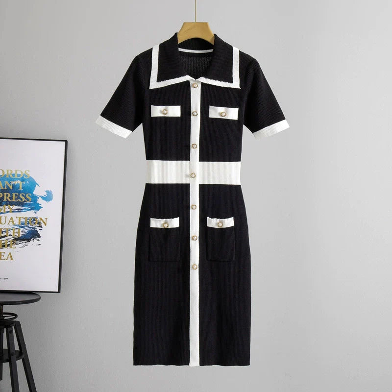 Black – Elegant Ice Silk Knit Dress