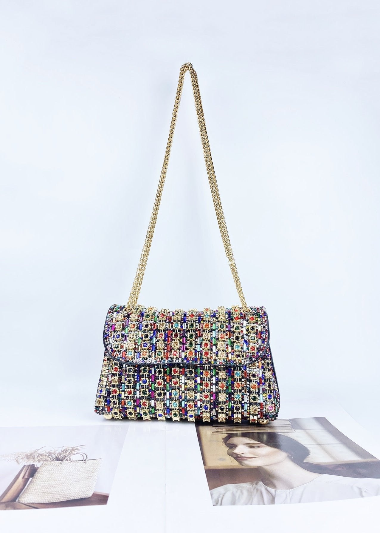 Aurora - Multi-Color Crystal Chain Shoulder Bag
