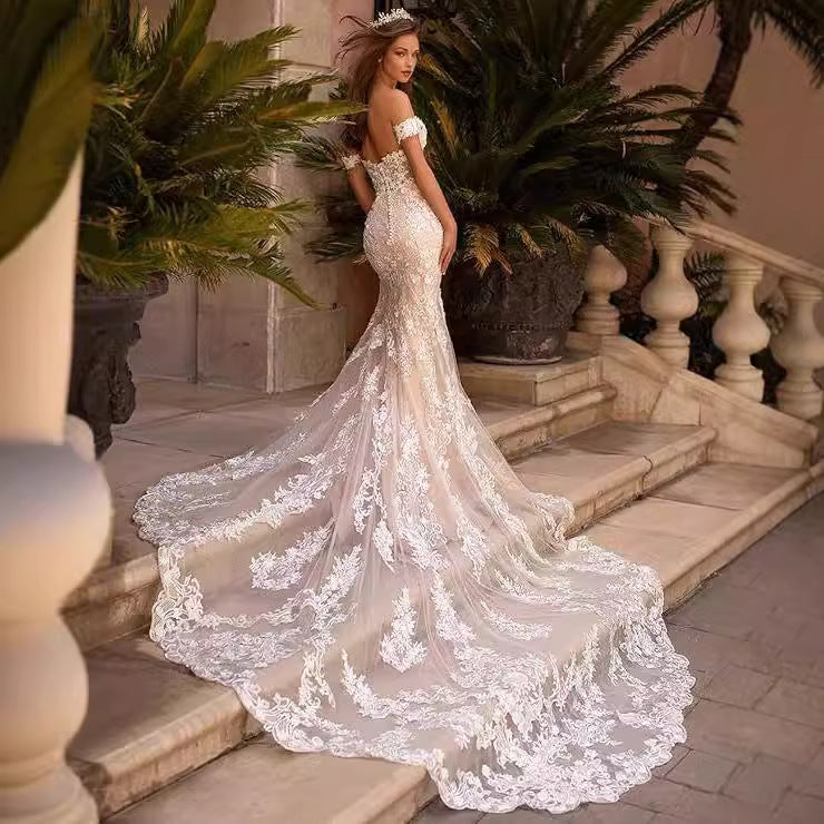 Lace Mermaid Outdoor Wedding Dress