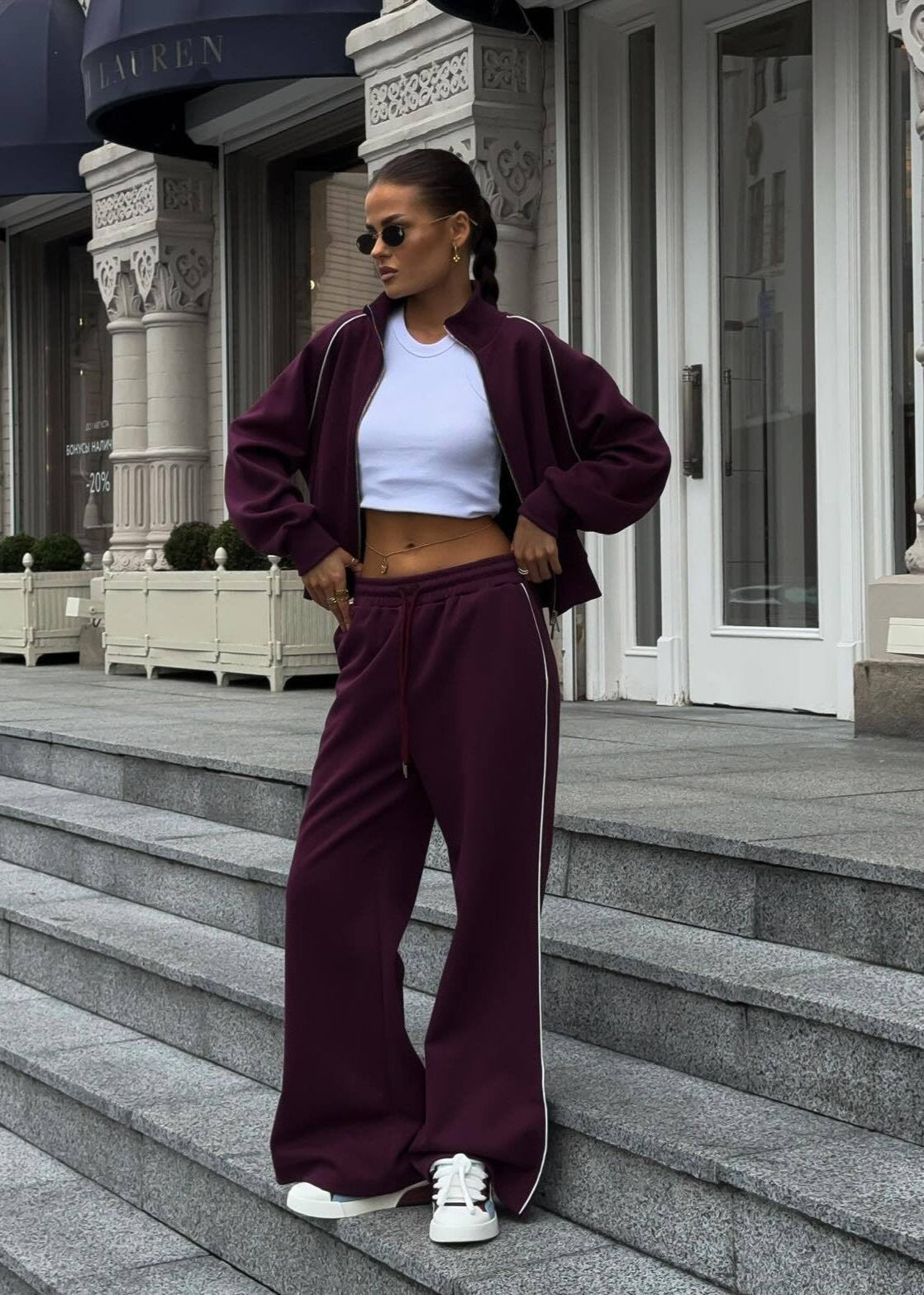 Plum Tracksuit Set - Sporty Luxe