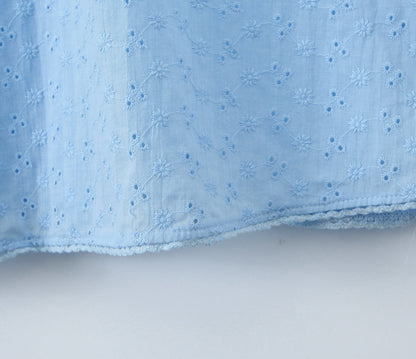 Blue – Embroidered Patchwork Spaghetti Strap Dress