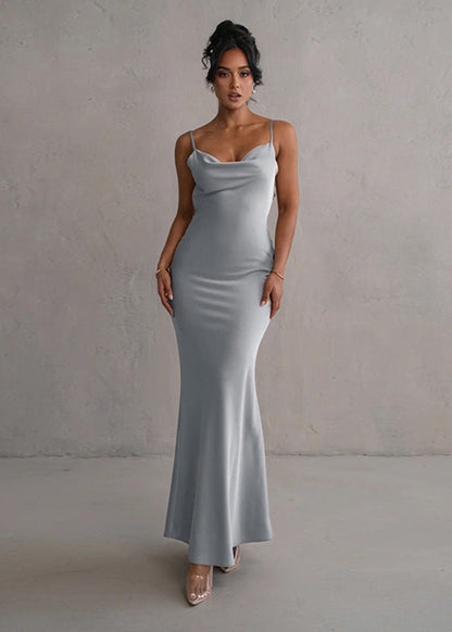 Seraphina - Satin Cowl Neck Evening Gown
