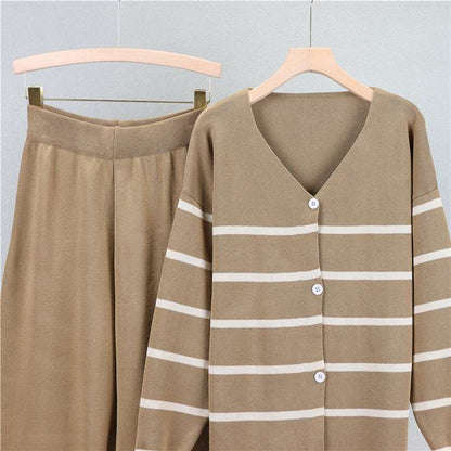 Khaki - Trendy Casual Wide-Leg Two Piece Set