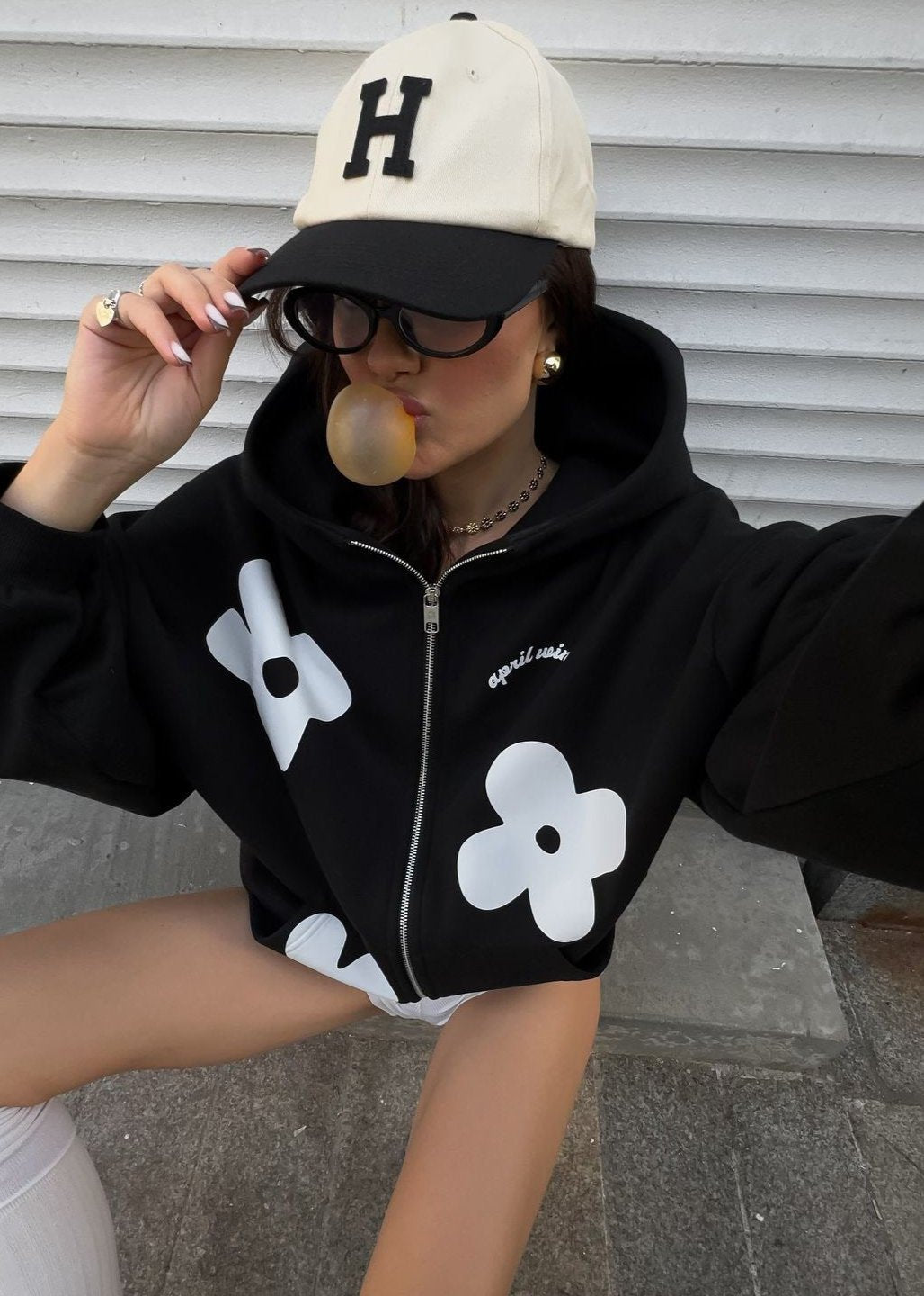 Graphic Bloom Oversized Hoodie