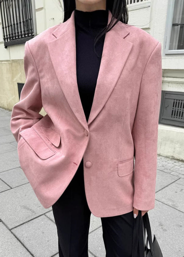 Blush Elegance - Suede Blazer