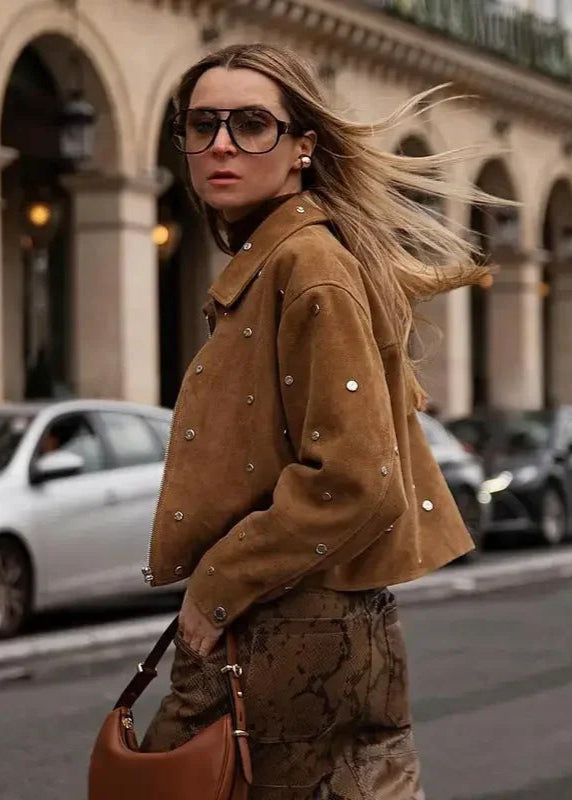 Studded Suede Cropped Jacket