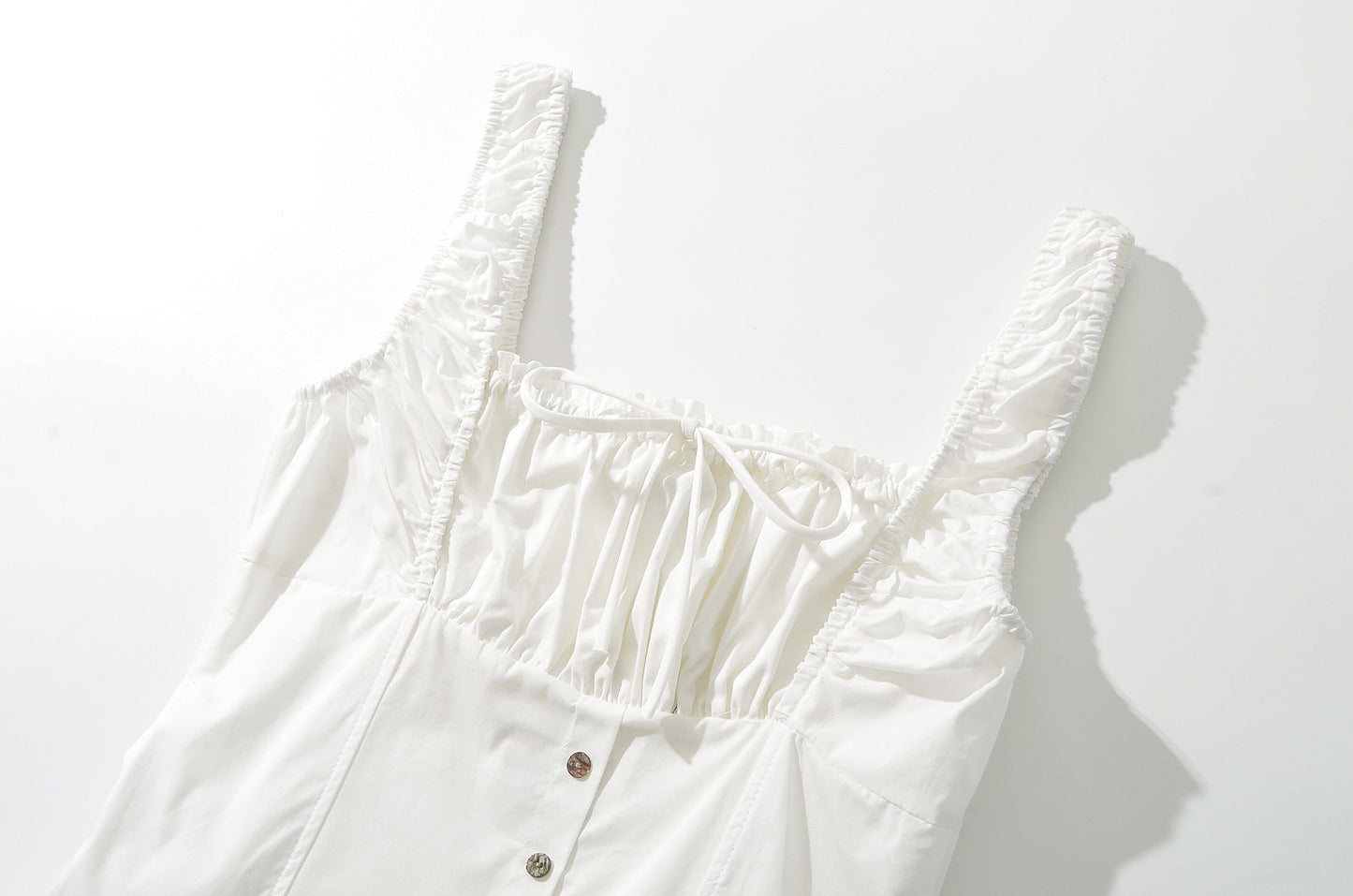 White – High Waist Slim Solid Color Dress