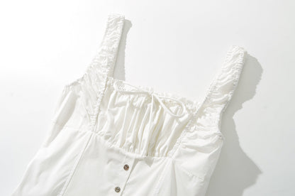 White – High Waist Slim Solid Color Dress
