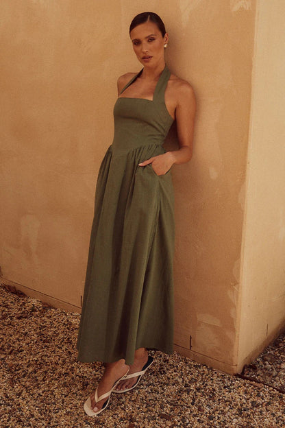 Wide Camisole Halter Backless Dress