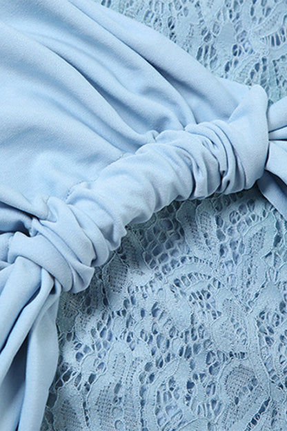 Jamie Long Sleeve Draped Lace Mini Dress