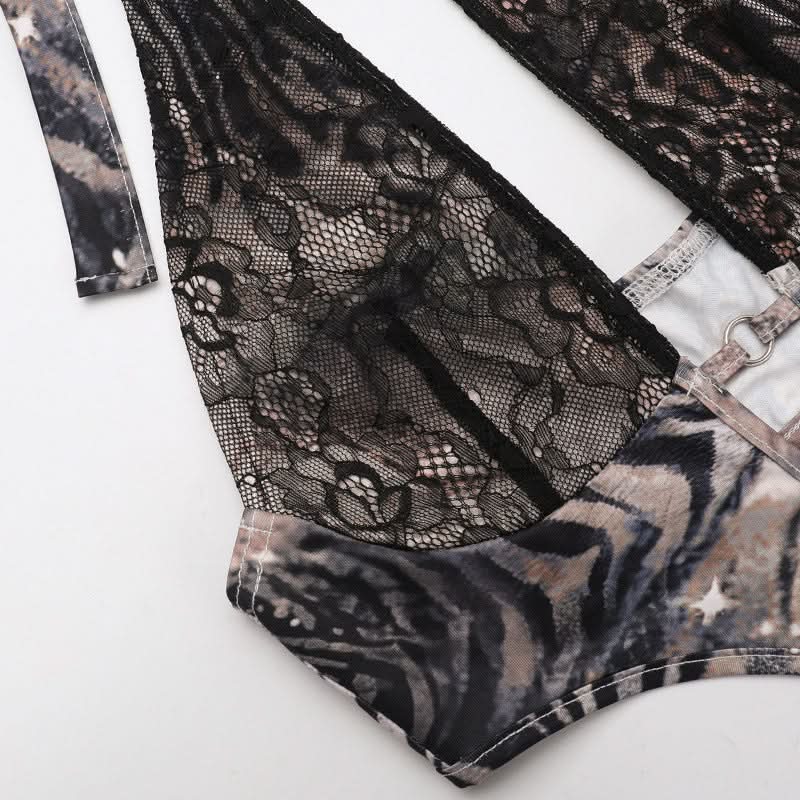 Halter v neck leopard print slit ruffle maxi dress