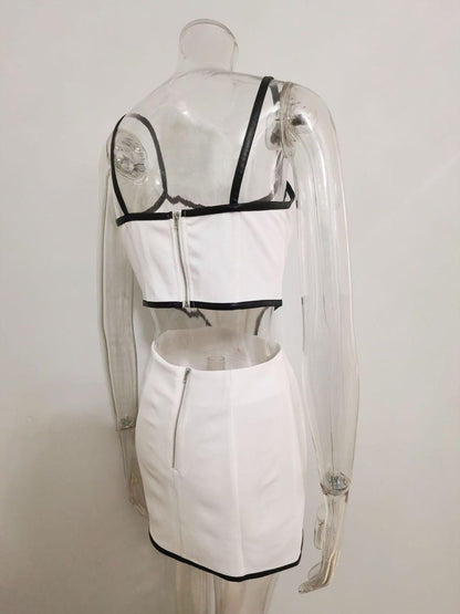 Contrast Color Hip Skirt & Coord Set