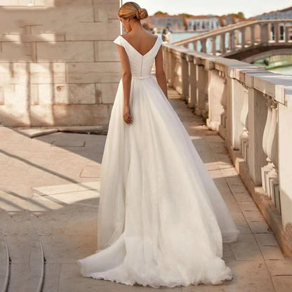 Double Strap Satin Ball Gown Wedding Dress