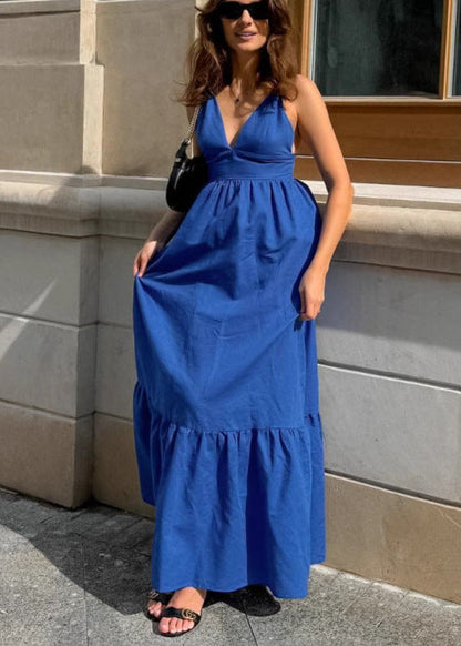 Celeste - Strappy TieRed Maxi Dress
