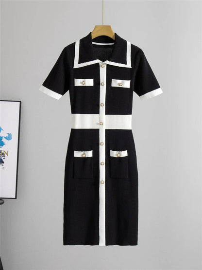 Black – Elegant Ice Silk Knit Dress