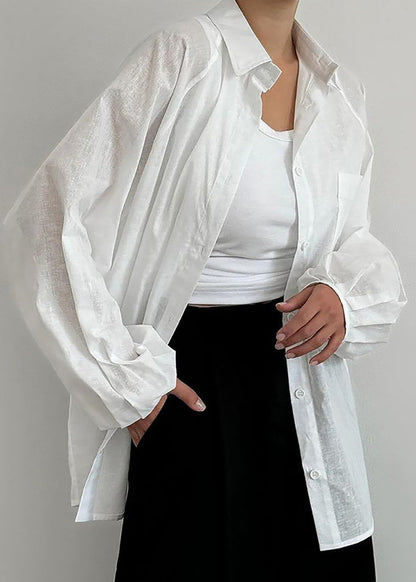 Elara - Oversized Linen Button-Up Shirt