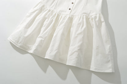 White – High Waist Slim Solid Color Dress