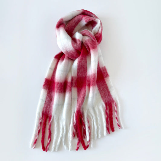 Plaid Mohair Blend Scarf