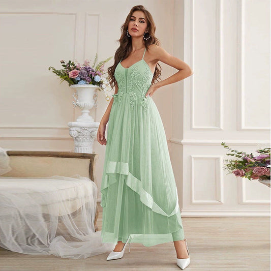 Sling Dress Embroidered Mesh Lace Swing Fresh Fairy Dress