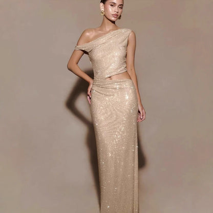 Cutout Rhinestone Halter Slit Prom Dress