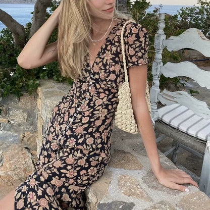 Floral – Vintage Slim-Fit A-Line Dress