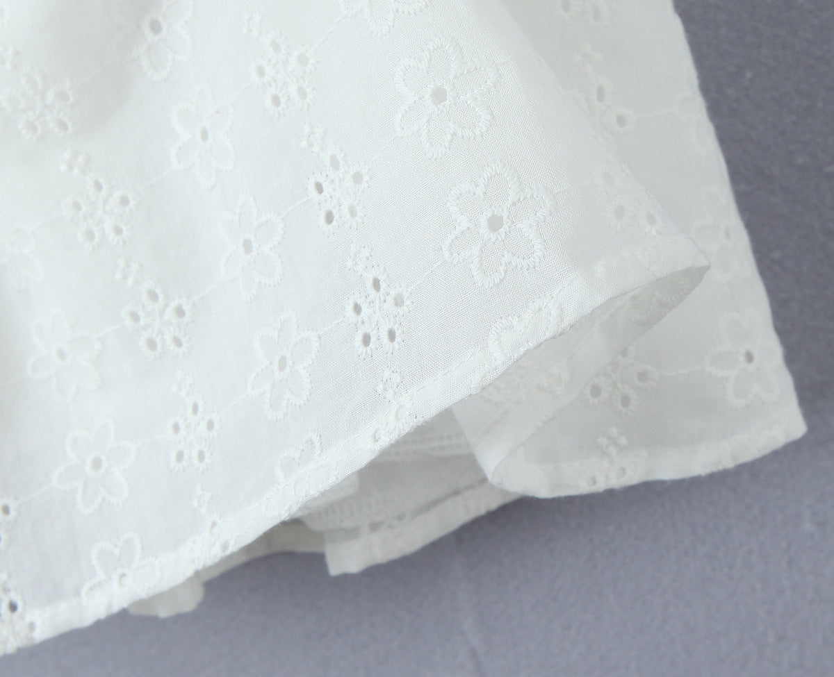 White - Lace Spliced Spaghetti Strap Dress