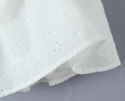 White - Lace Spliced Spaghetti Strap Dress