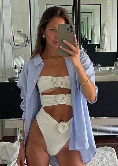 Bloom Bandeau - One Piece Cutout Swimsuit with Floral Detail