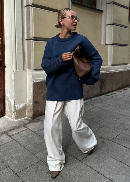 Midnight Blue Relaxed Knit Sweater