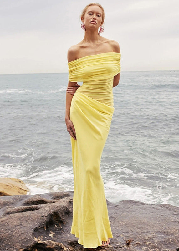 Celeste - Off-Shoulder Ruched Maxi Dress