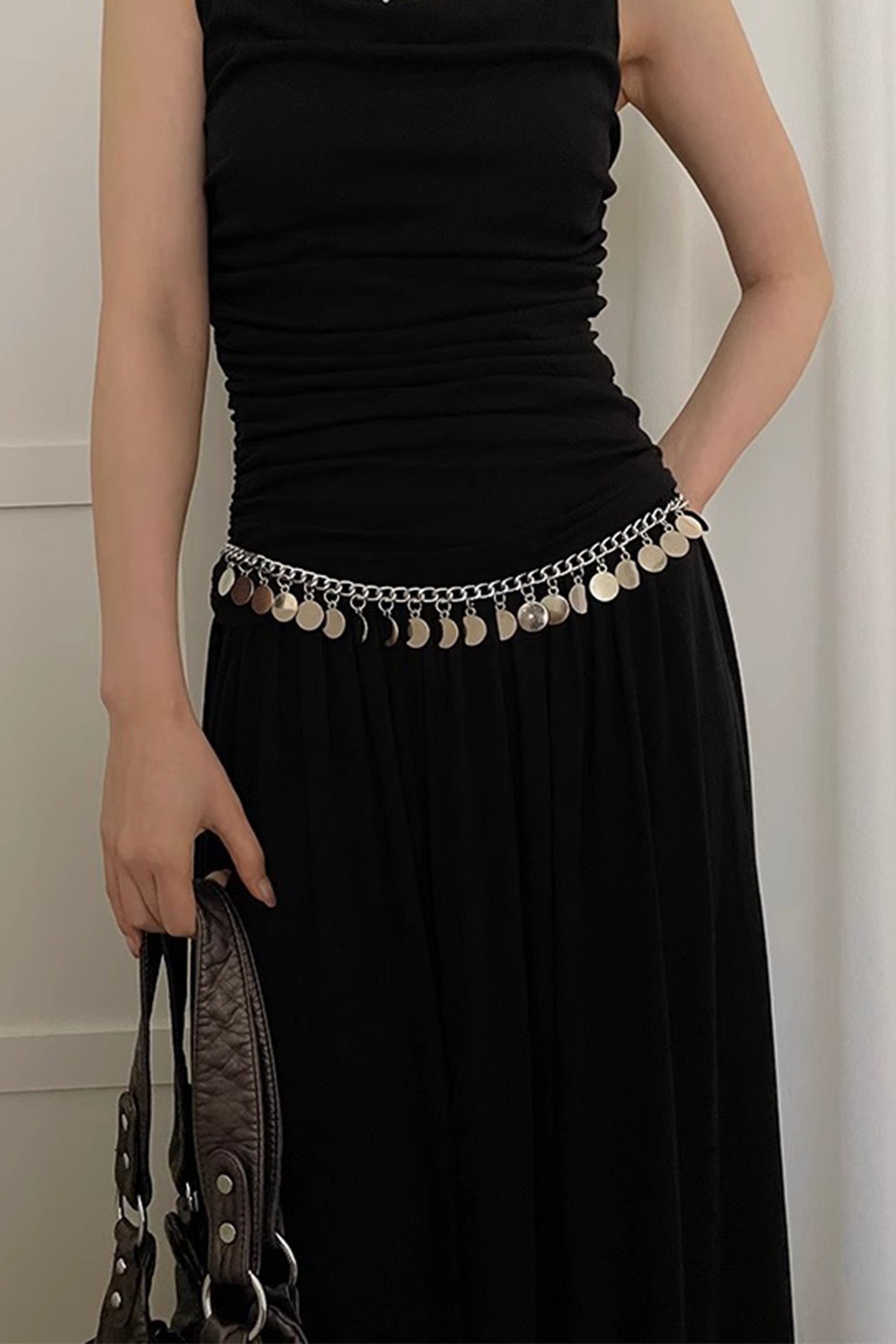 Metallic Disc Fringe Waist Chain