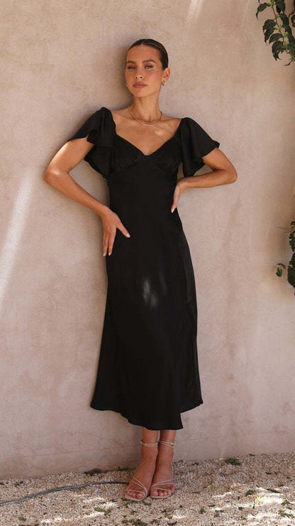 Elegant Short Sleeve Backless V Neck Split