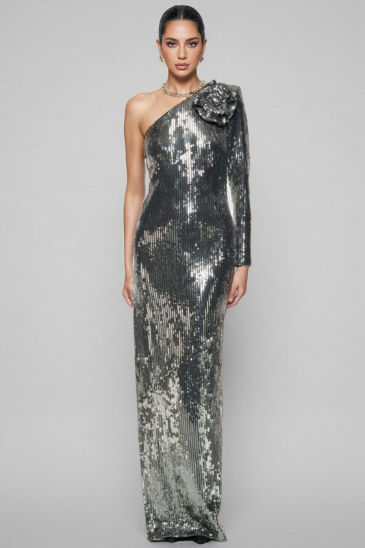 Carl 3D Floral Sequin Maxi Dress