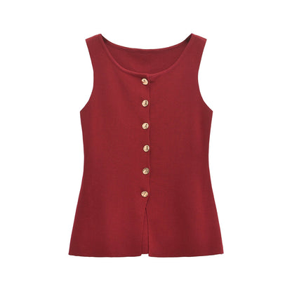 Neely Gold Button Knit Vest