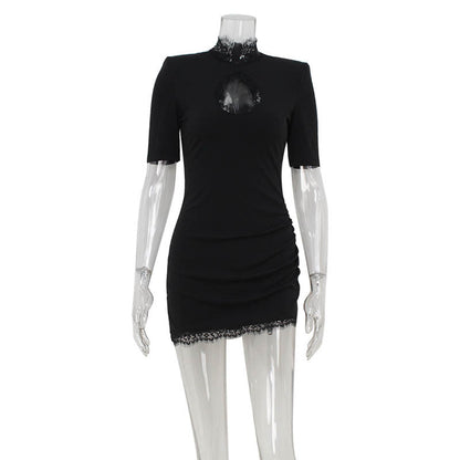 Slim Lace Stitching Hollow Out Cutout Thin Party Hip Bag
