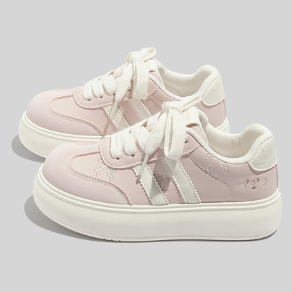Women's Trendy Laced Up Suede Sneakers With Red Laces