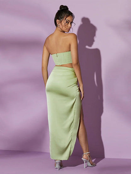 Tassel Tube Top & Split Asymmetric Skirt Coord Set