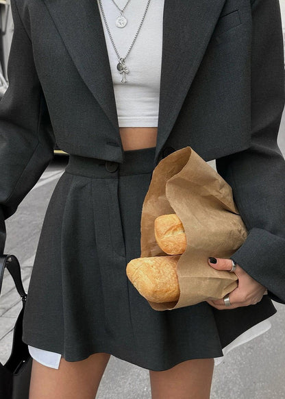 Cropped Blazer and Skater Skirt Set - Modern Sophistication