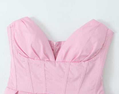 Pink-Purple – Strapless Waist-Cinching Sexy Dress